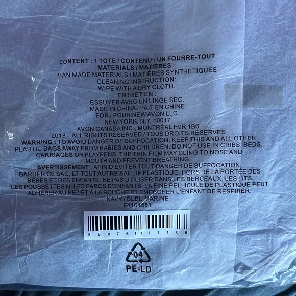 Avon Navy and Red Heart Tote Bag - Picture 3 of 3